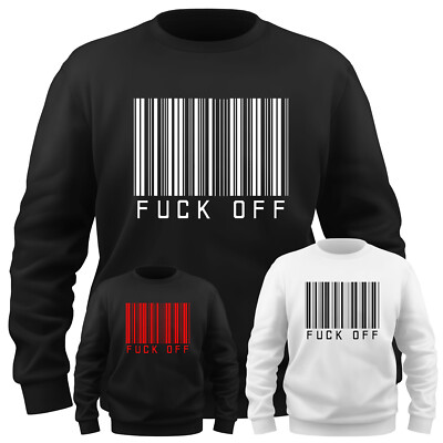 EAKS  Herren Sweatshirt Motiv: ''Fuck Off-Barcode'' Strichcode Spruch Fun Pullover