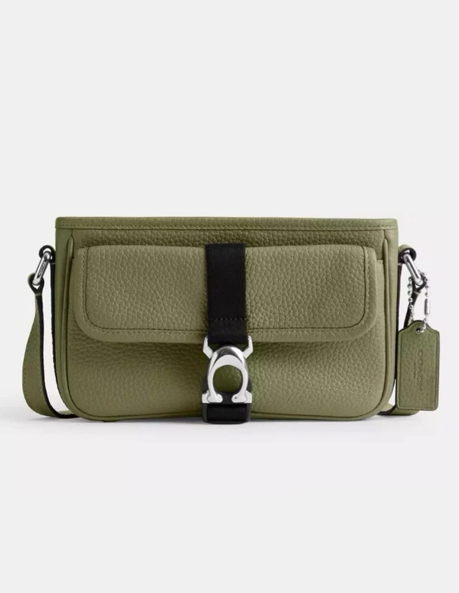 【オシャレ】COACH Beck Leather Crossbody バッグ Coach Beck Slim Crossbody Bag in Silver/Moss Green Soft