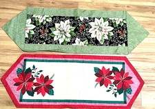 Essential Home Holiday Table Runners Embroidery Lot Of 2 One Homemade Christmas