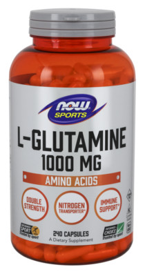 Now Foods L-Glutamine 1000 mg Double Strength, 240 VegCAPS, (04/2030)