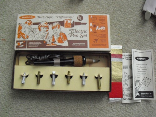 Vintage Rapco Electric Pen Set with 6 Additional Points 110V in Box