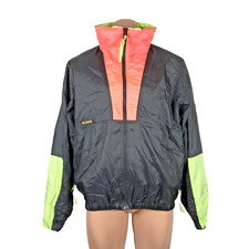 Vtg Mens Intertrainer Columbia 2 in 1 Jacket  Fleece neon colorblock 80s 90s L