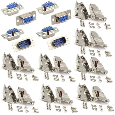 16Pcs RS232 Parallel Serial Port DB9 9 Pin D Sub Male/Female Connector & Meta