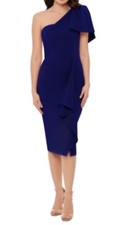 Betsy  Adam Women  s Formal One Shoulder Sheath Dress. Navy, 4, 219