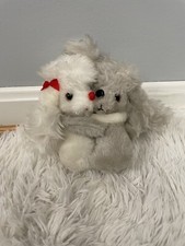 Vintage Kamar Japan White Gray Poodle Dogs Stuffed Animal Plush