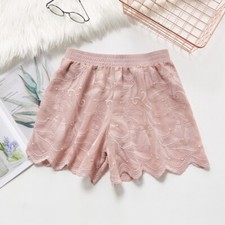 Embroidery Women Lace Shorts Underwear Knickers Loose Sleepwear Petticoat Black