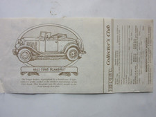 Ertl 1932 Ford Roadster Information Sheet Collectors Club Application No 2501
