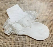 Baby Toddler Girl White Heart Lace Socks  Shoe Size 4 5 6