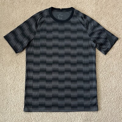 Nike Mens Dry Academy Pro Gray Printed T Shirt Size Large