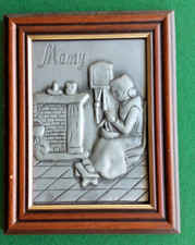 Tableau encadré « Mamy » en étain d’art 92% fait main