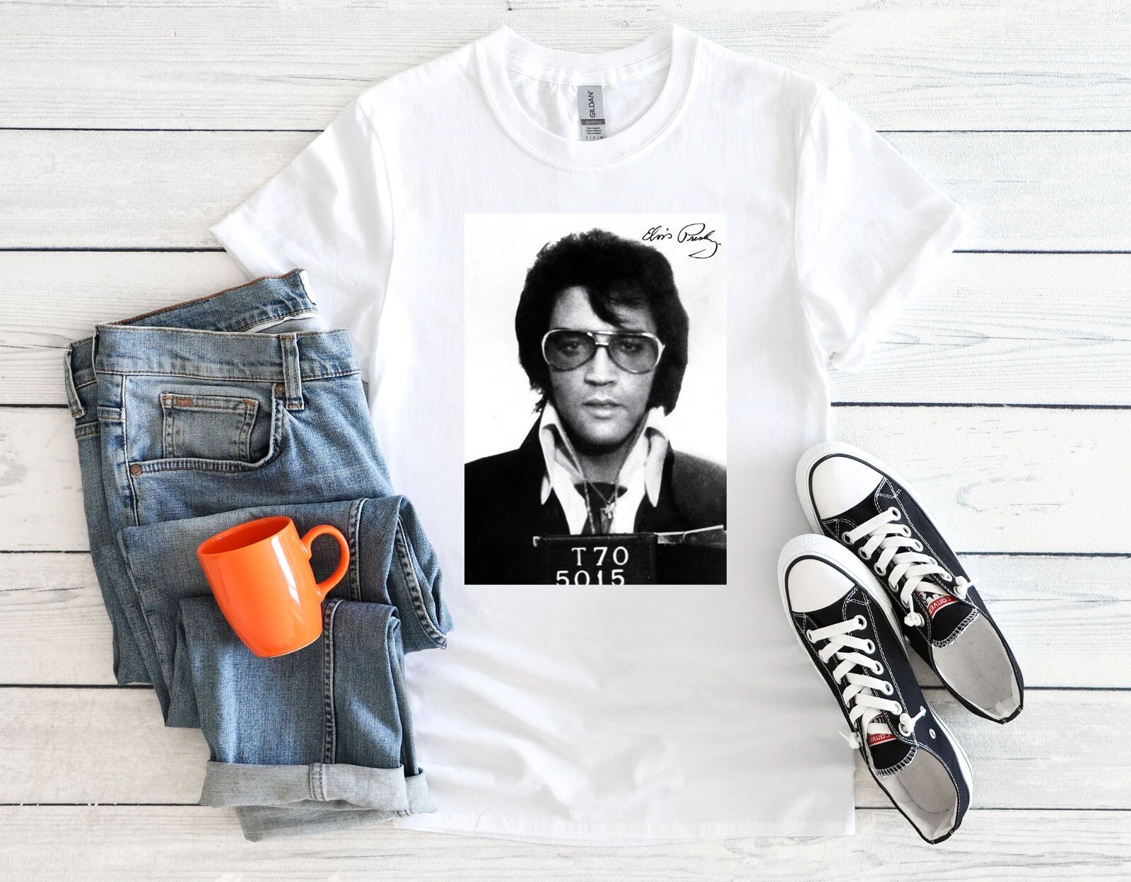 Elvis Presley Mugshot Unisex T-Shirt Baseball Rock N Roll