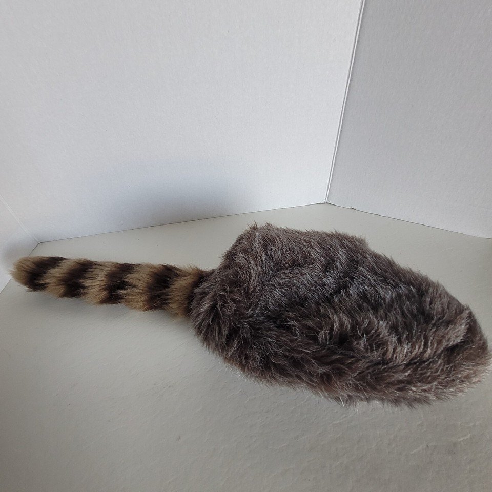 Davey Crockett Coonskin Cap Fake Tail Raccoon Coon Daniel Boone Hat ...