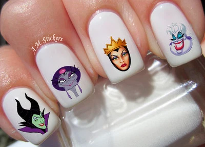 "HANDMADE" Disney Female Villains Nail Art Stickers Transfers Decals Set of 51 - A1228