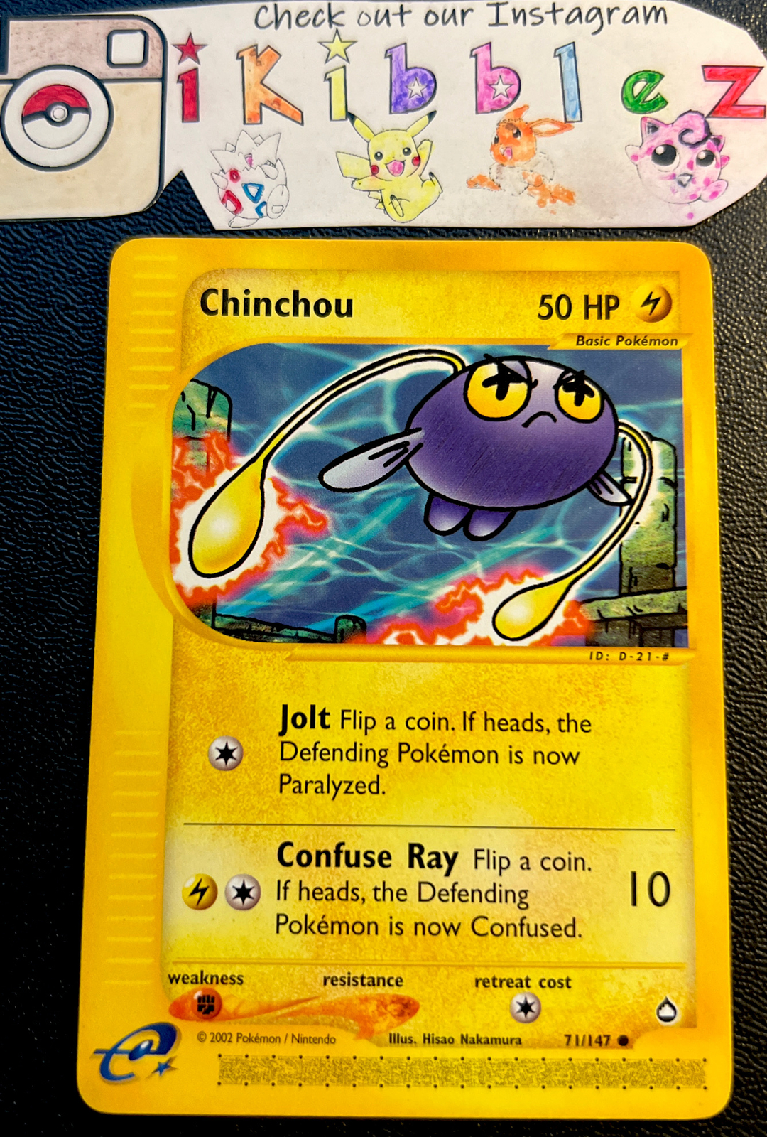Chinchou 71/147 NM Vintage WoTC Aquapolis Pokémon Card. Free Tracked Shipping!