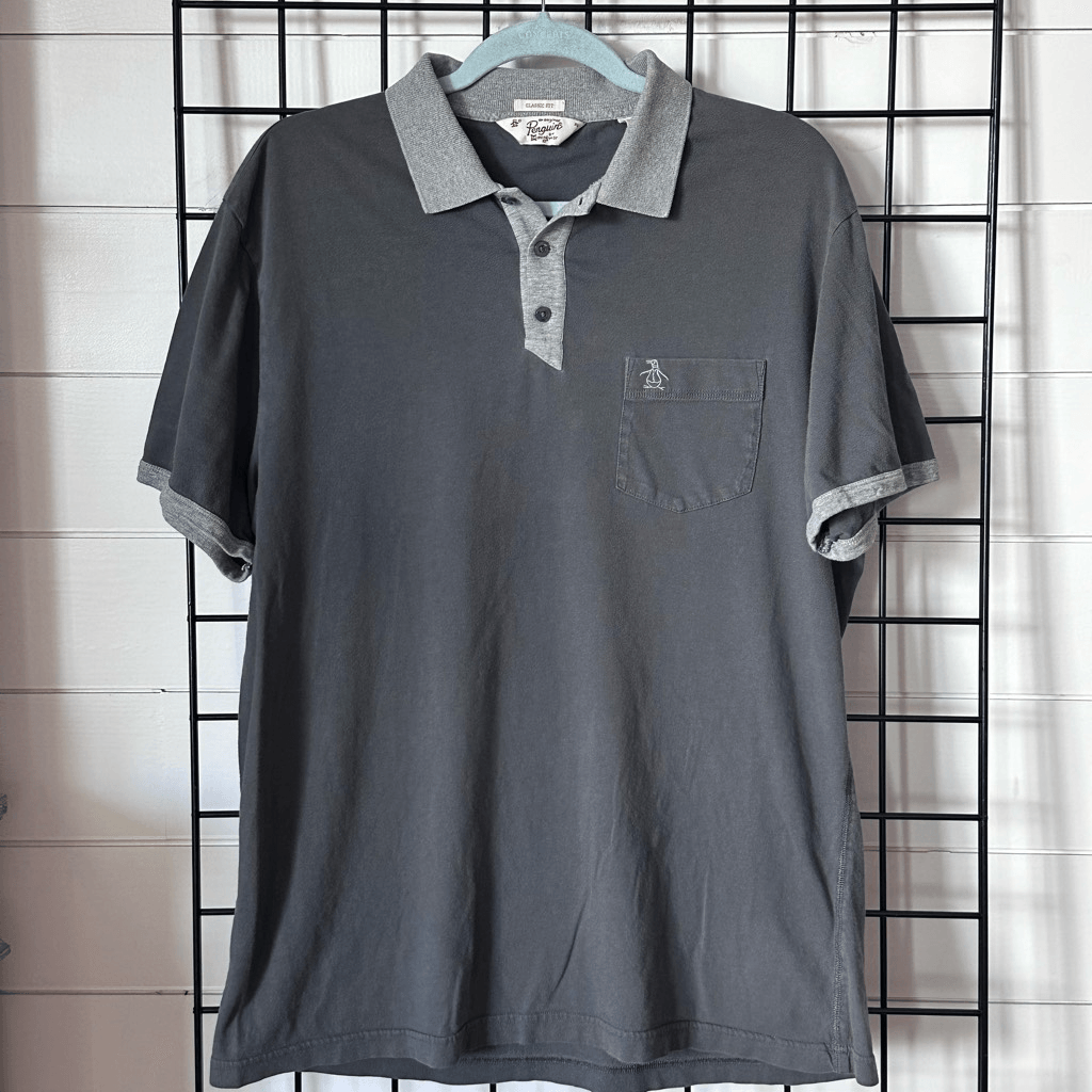 Original Penguin Classic Fit Polo Shirt Mens XL Grey Vintage Y2K
