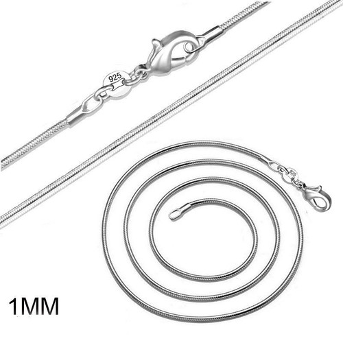 Niña Hombre Mujer Collar de Cadena de Serpiente enchapado en Plata Sólida 925 16-24 - Imagen 5 de 13