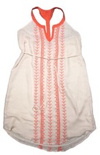 A Pea in the Pod Maternity Sleeveless Dress S Cream Orange Embroidered Belted