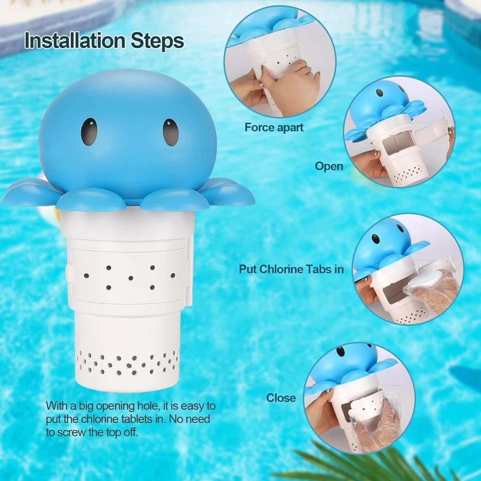 Floating Chlorine Dispenser Fits 1 to 3 Inch Tablets for Pools, Hot Tub, Spas Foto 4 de 4