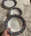 3 piece Set of vintage Gibson housewares Coca-Cola plate and two bowls Colorful