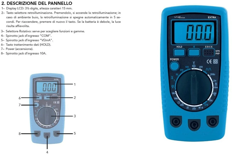 multimetro digitale tester professionale extra lafayette puntali - Immagine 2 di 3