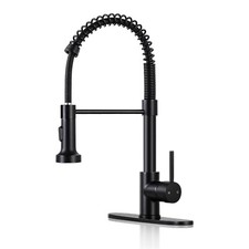 DJS Kitchen Faucets with Pull Down Sprayer Matte Black - Dual Mode Setting Si...
