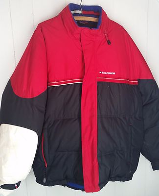 vtg Tommy Hilfiger puffer Jacket blue red white mens size XL