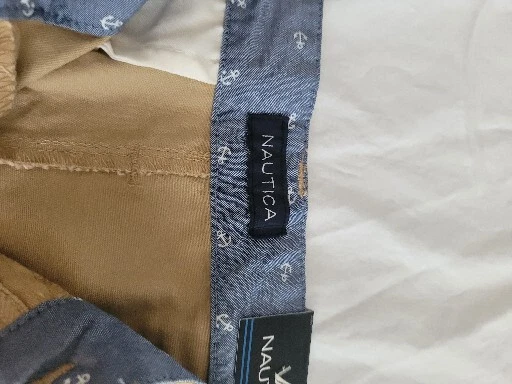 Pantalones Cortos Nautica Niños Uniforme Escolar Chino Caqui Frente Plano Beige Talla 18 Foto 2 de 4