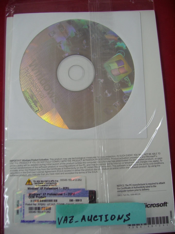 MICROSOFT WINDOWS XP PROFESSIONAL FULL VERSION w/SP1 & SP3 MS WIN PRO=NEW SEALED - Image 3 of 4