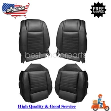 New Driver Passenger Bottom Top Leather Seat Cover Black For 07-09 Ford Mustang