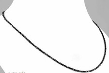 2 mm 16" Black Diamond Round Faceted Beads Necklace With Certified