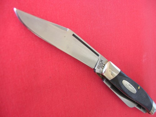 BUCK USA 307 3 BLADE STOCKMAN BLACK HANDLES PRE DATE CODE KNIFE - Picture 5 of 6