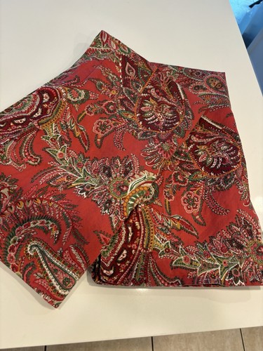 2 Pottery Barn Pillow Shams Caroline Paisley King Cotton Red Floral
