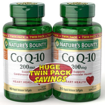 Worldwide 2 X Nature's Bounty Co Q10 80 Softgels Twin Pack -- 200 mg - 160 Rap