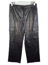 SAMOON Kunstleder Cargohose Damen Größe 42 Schwarz Cargo Hose XL