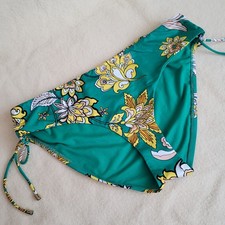 NWT Gibson Latimer Bikini Bottoms Women's Size XL Green Floral Goldtone Accents