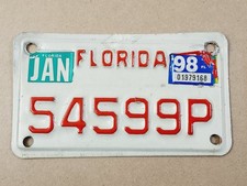 Vintage 1990's Florida Motorcycle License Plate Garage Decor Vintage 54599P