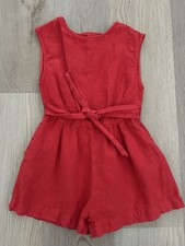 Zara Girls Short Sleeve Romper Size 6 Red 100 Linen