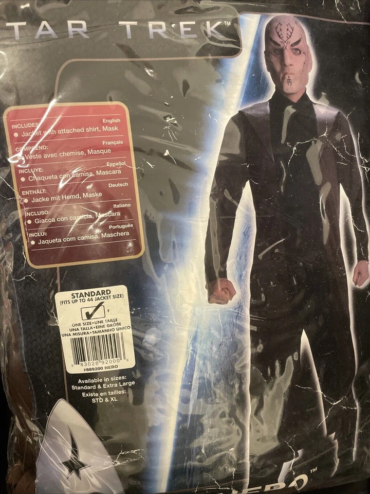 FATO DE HALLOWEEN ADULTO STAR TREK NERO OFICIALMENTE LICENCIADO TAMANHO PADRÃO MASCULINO - Imagem 3 de 4