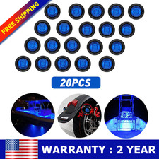 20 PC LED Side Marker Lights Clearance Blue 12V Truck Trailer RV Ships Lamps New