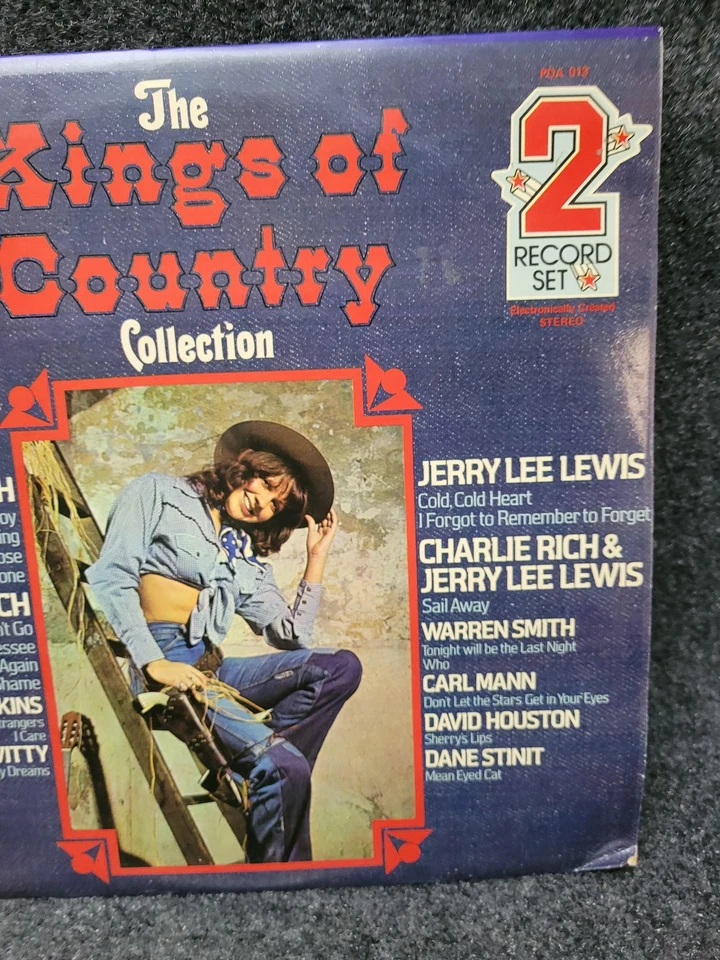Vintage Kings of Country 2xLP Vinyl Johnny Cash Jerry Lee Lewis 1975 Album UK - Imagem 4 de 4