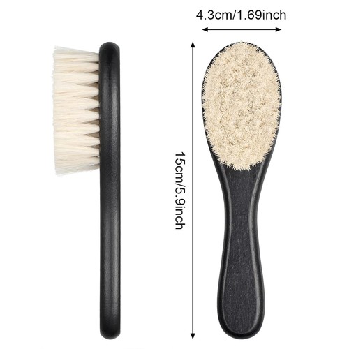 Set of 2 Black Wooden Handle Beard Brushes for Men Hair Cutting and Shaving - Picture 3 of 8