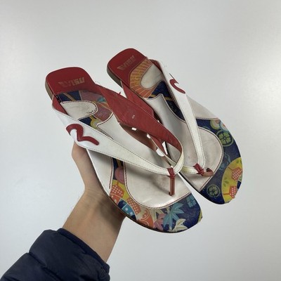 Evisu Woman Flip Flops Vintage Sz 6