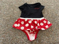 Disney Minnie Mouse Girls Black, Red & White Polkadot Skirted Bodysuit 12M