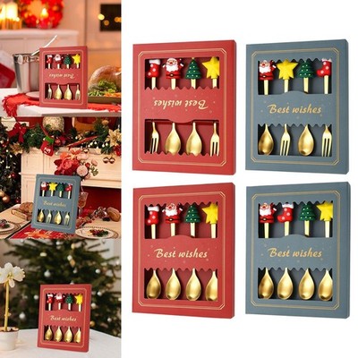 Weihnachtslöffel Gabeln Set Edelstahl Dessertlöffel Gabeln Teelöffel