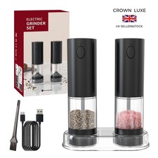 2x Electric Salt & Pepper Grinder-Rechargeable Mills with Adjustable Coarseness