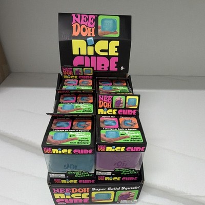 Nee Doh Nice Cube Squeeze Ball, Super Solid Squish, Blue/Purple/pink LOT 12