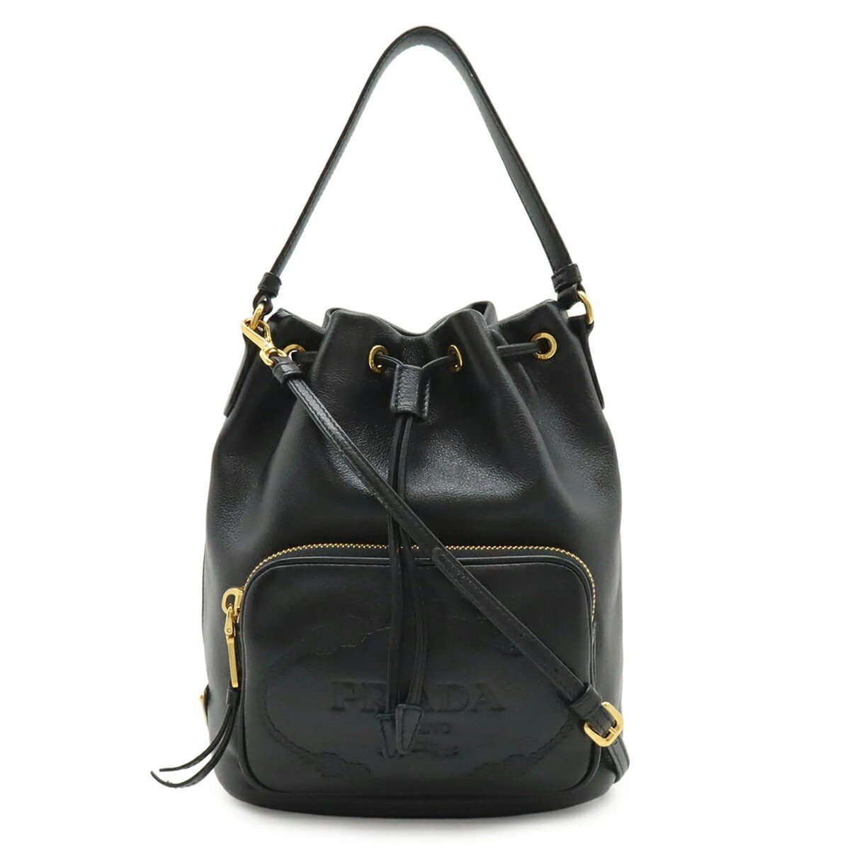 PRADA ブラック バケットバッグ PRADA Prada Handbag Bucket Bag Shoulder Leather NERO Black 1BH038