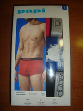 PAPI MEN COTTON BRAZILIAN TRUNKS XL NEW 3-PACK RED BLUE BLACK 629075093207