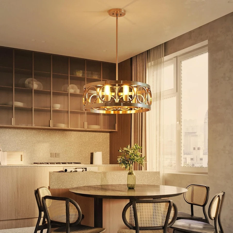 XINGQI 6灯现代吊灯拉丝镍农舍用餐吊灯 — 第 2/4 张图片