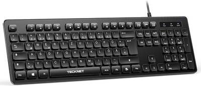 Kabelgebundene Tastatur USB, Keyboard Vollgröße mit Nummernblock, Deutsches Q...
